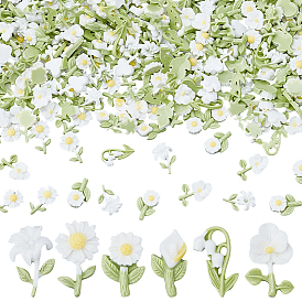 300шт 6 стили светящиеся непрозрачные эпоксидные смолы декоден кабошоны, светится в темноте, цветок