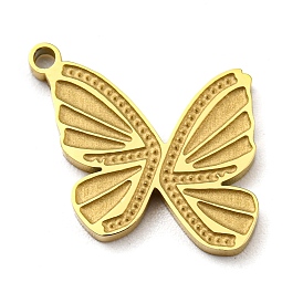 Ion Plating(IP) 316L Surgical Stainless Steel Pendants, Textured, Butterfly Charm