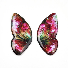 Подвески в виде крыльев бабочки из эпоксидной смолы, с золотой фольгой и блестками