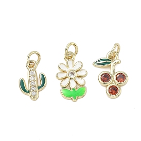 Латунные микро проложить кубического циркония прелести, с эмалью, стойки покрытие, долговечный, без свинца и без кадмия, реальный 18 k позолоченный, с целью перехода в кольце