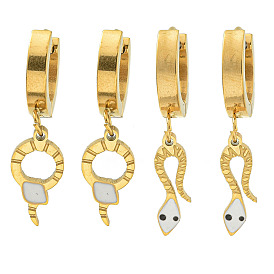 Ионное покрытие змеи (IP) 304 серьги-подвески из нержавеющей стали, с эмалью для женщин