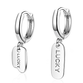 Simple and Elegant Asymmetrical Short Earrings with English Letter Pendant