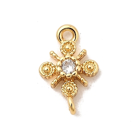 Подвески-соединители в форме снежинки из латуни с прозрачными кубическими цирконами, без никеля 