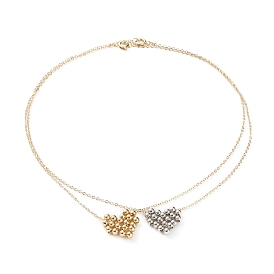 Brass Pendant Necklaces, with Cable Chains and Spring Ring Clasps, Heart
