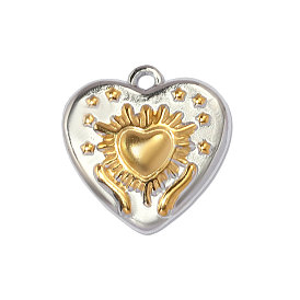 Два тона 304 из нержавеющей стали подвески, сердце прелести, ионное покрытие (ip), зеркальная полировка