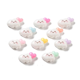 Opaque Resin Decoden Cabochons, Smiling Cloud with Heart