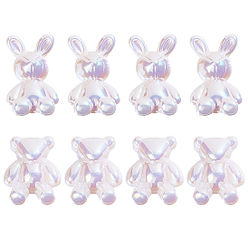 8pcs 2 perles en plastique abs de style, la moitié foré, ours et lapin
