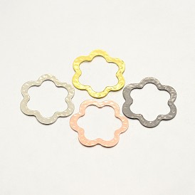 Hammered Brass Flower Linking Rings, 32.5x32.5x1mm