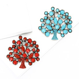 Rich Tree Alloy Rhinestone Brooches for Backpack Clothes