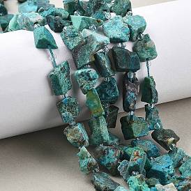 Необработанные грубые натуральные бусины из хризоколлы, самородки, с бисером