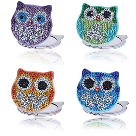 Owl DIY Diamond Mirror Painting Kit, Including Resin Rhinestones Bag, Diamond Sticky Pen, Tray Plate and Glue Clay