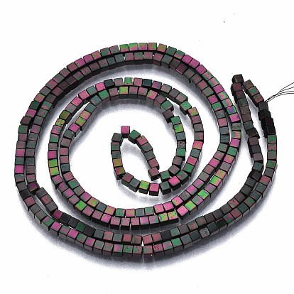 Electroplate Non-magnetic Synthetic Hematite Beads Strands, Cube