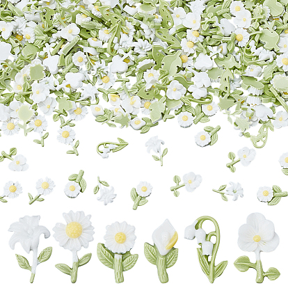 300шт 6 стили светящиеся непрозрачные эпоксидные смолы декоден кабошоны, светится в темноте, цветок