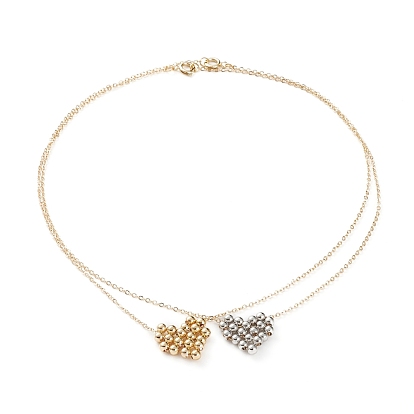 Brass Pendant Necklaces, with Cable Chains and Spring Ring Clasps, Heart