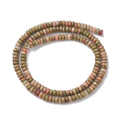 Natural Unakite Beads Strands, Rondelle