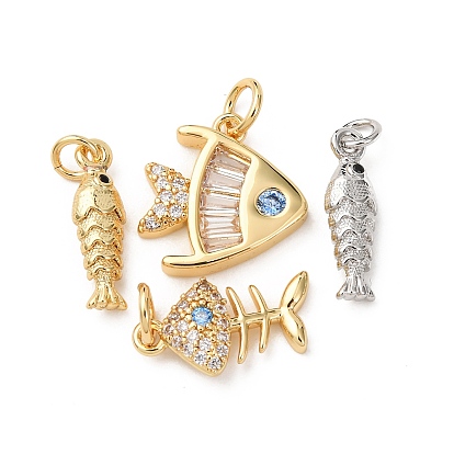Латунные микро проложить кубического циркония подвески, рыбы прелести, без кадмия и без свинца, стойки покрытие, долговечный, с целью перехода в кольце
