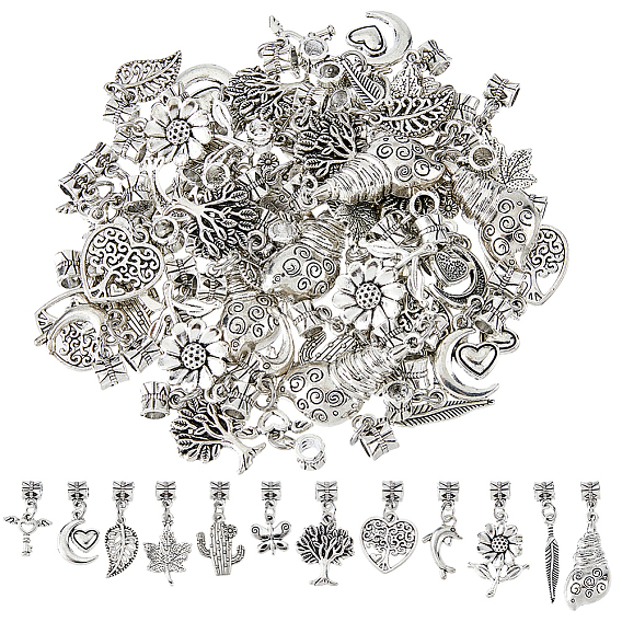 60 шт 12 стили европейские подвески из сплава в тибетском стиле, разнообразные