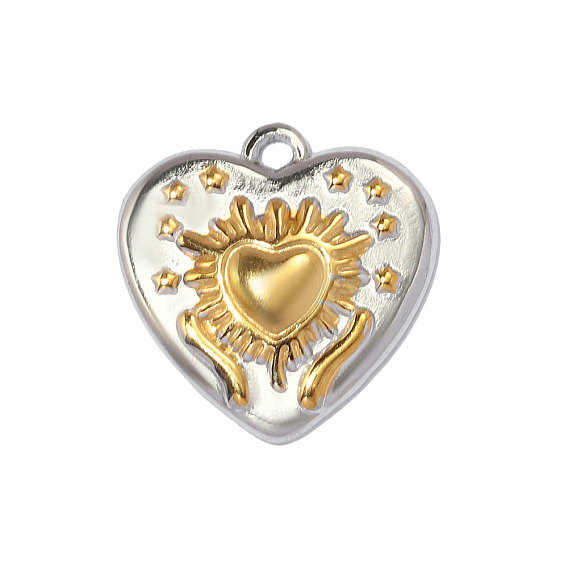 Два тона 304 из нержавеющей стали подвески, сердце прелести, ионное покрытие (ip), зеркальная полировка