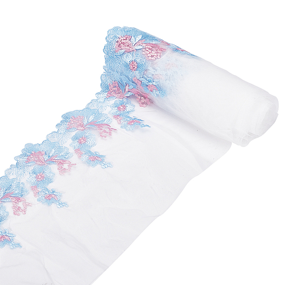 Цветочный узор, полиэстер, вышитый орнамент, аксессуары, кружевная отделка органзой, швейные украшения