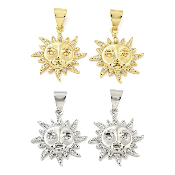 Латунные микропаве прозрачные подвески с фианитом, солнце