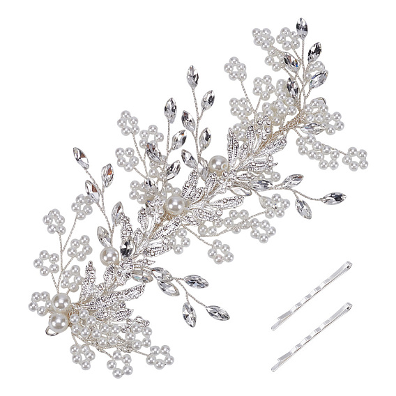 1наборы шпилек для волос из цинкового сплава и смолы со стразами, для свадебных принадлежностей невесты