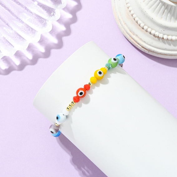 Браслеты ручной работы из круглых бусин и гальванизированных стеклянных бусин, имитирующих «злой глаз», для женщин., с немагнитных синтетическими гематита бисера