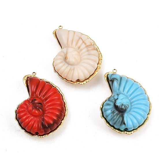 304 подвески из нержавеющей стали, с акриловой, форма раковины, реальный 18 k позолоченный, ионное покрытие (ip)