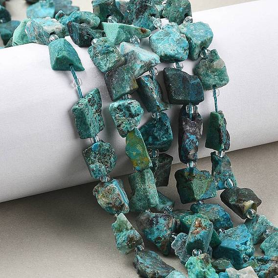 Необработанные грубые натуральные бусины из хризоколлы, самородки, с бисером