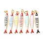 Brass with Enamel Pendants, Fish with Stripe Charms, Rack Plating, Long-Lasting Plated, Lead Free & Cadmium Free, Real 18K Gold Plated