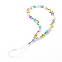 Opaque Acrylic Beads Mobile Straps, with ABS Plastic Beads and Nylon Thread, Smiling Face