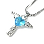 Cubic Zirconia Fairy with Heart Pendant Necklace with Box Chains, Platinum Zinc Alloy Jewelry for Women