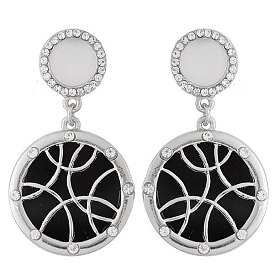 Sparkling Round Statement Earrings with Metal and Rhinestones