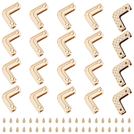 20 комплекты цинкового сплава кошелек декоративная фурнитура края, защита углов сумки, с железными винтами, l-образный