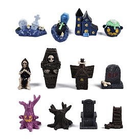 Halloween Theme Resin Figurines Statues for Home Desktop Decoration, Mixed Shapes