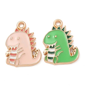 Alloy Enamel Pendants, Light Gold, Cadmium Free & Lead Free, Dinosaur Charm