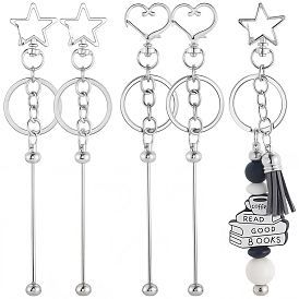 10Брелок с железным стержнем и бисером, 10шт 2 стили сплава брелок застежки