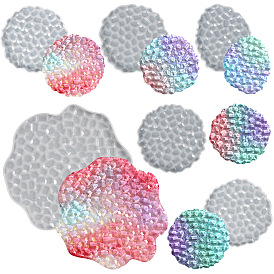 Diamond Effect Round/Oval Irregular Cup Mat Silicone Molds, Resin Casting Coaster Molds, for UV Resin, Epoxy Resin Craft Making