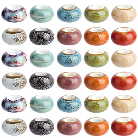 40шт 10 цвета фарфоровые бусины ручной работы, фантазии античного стекла фарфора, бусины с большим отверстием, рондель