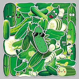 50Pcs Cartoon Cucumbers PVC Self-Adhesive Stickers, Waterproof Decals, for DIY Albums Diary, Laptop Decoration Cartoon Scrapbooking