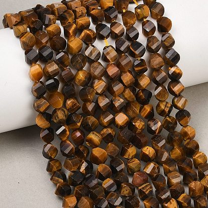 Природных тигровый глаз бисер нитей, граненые, твист