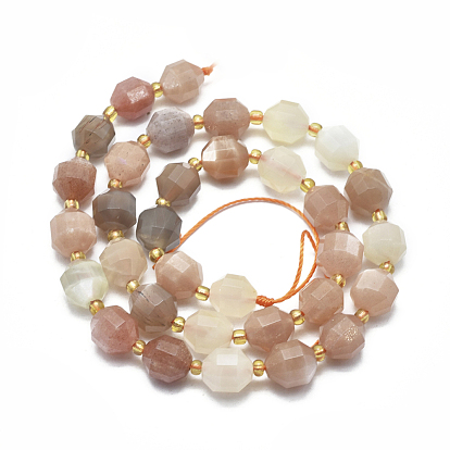 Natural Multi-Moonstone Beads Strands, Faceted, Round