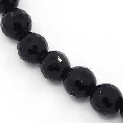 Synthetic Black Stone Beads Strands, Dyed, Faceted(128 Facets) Round, Black