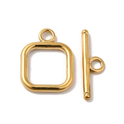 Ion Plating(IP) 304 Stainless Steel Toggle Clasps, Square