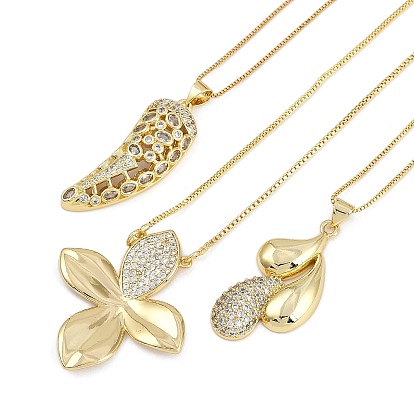 Латунные микропаве прозрачные кубические цирконии подвеска коробка цепи ожерелья для женщин, золотые