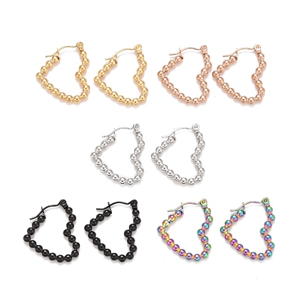 Серьги-кольца из нержавеющей стали в форме сердца для женщин, ионное покрытие (IP)