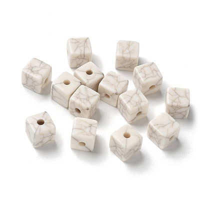 Акриловые бусины, имитация бирюзовый бисер, кубические