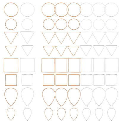 96шт 16 латунные соединительные кольца, круглое кольцо/треугольник/квадрат