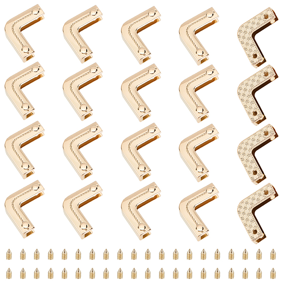 20 комплекты цинкового сплава кошелек декоративная фурнитура края, защита углов сумки, с железными винтами, l-образный