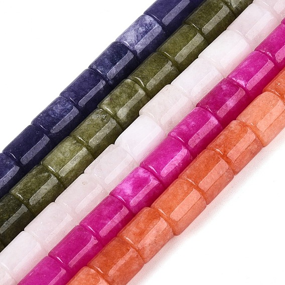 Окрашенные природные белый нефрит бисер пряди, колонка