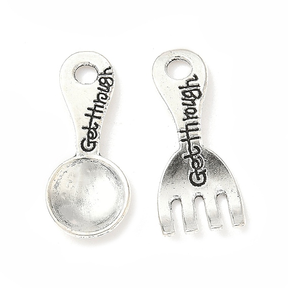 Сплавочные подвески тибетского стиля, ложка/вилка, без кадмия и без свинца